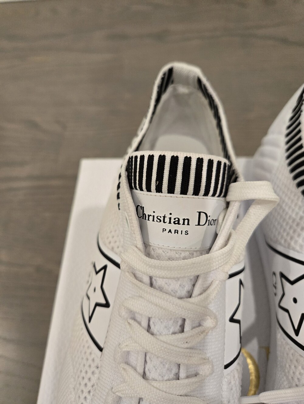 $990 Dior Star Low Top Knit Sneakers EU 41 US 11 White AUTHENTIC NIB - Picture 10 of 13